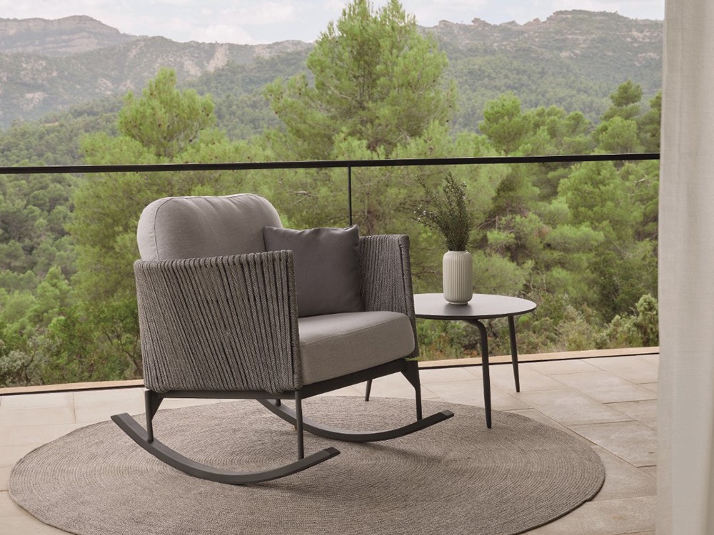 Mecedora de exterior Boston de aluminio y cuerda trenzada Skyline Design - 1