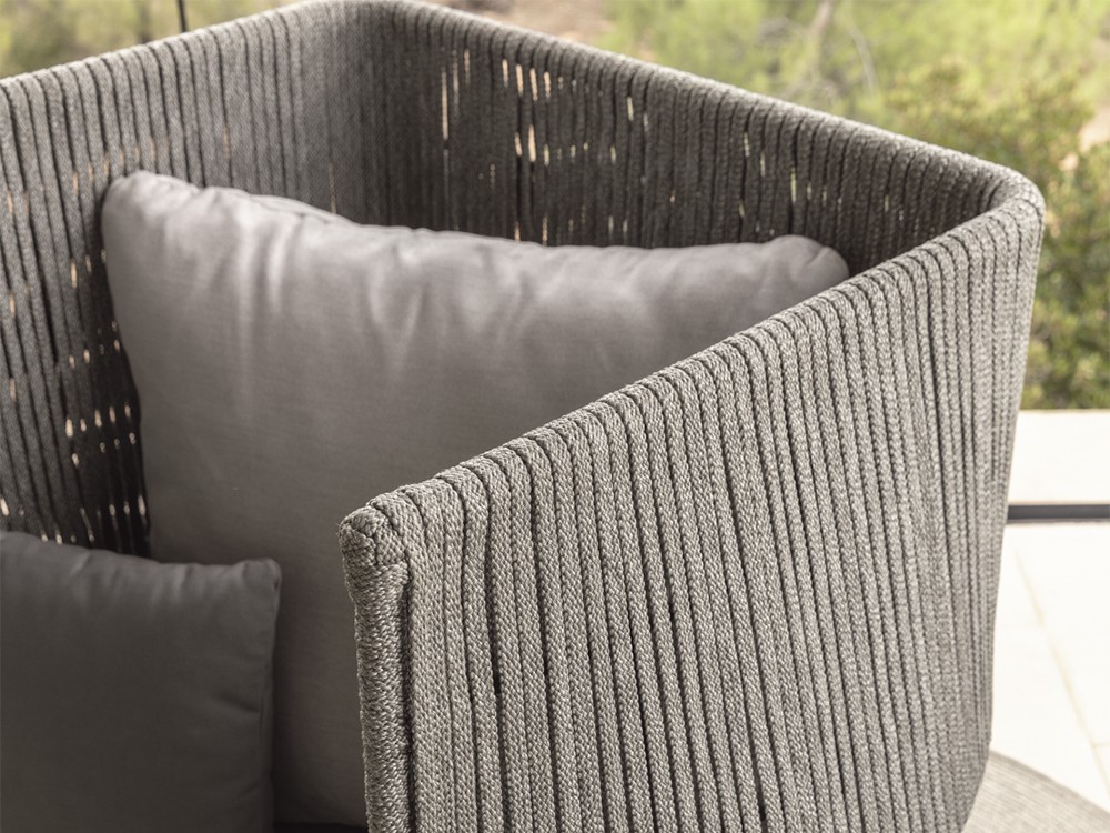 Sillón alto Boston de aluminio y cuerda trenzada Skyline Design - 3