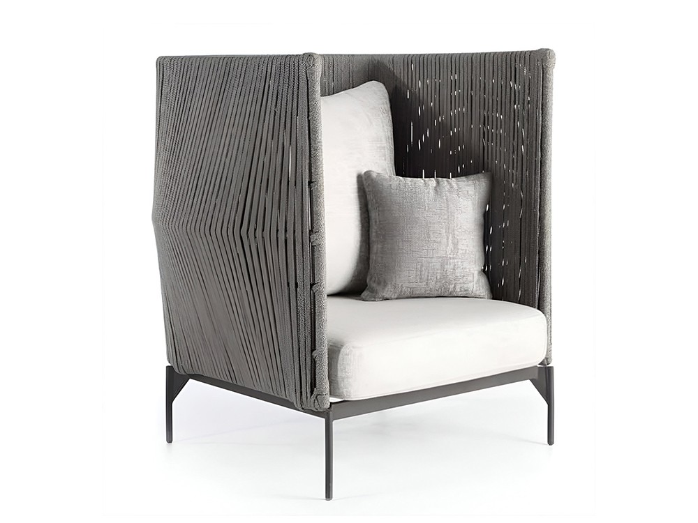 Sillón alto Boston de aluminio y cuerda trenzada Skyline Design - 2