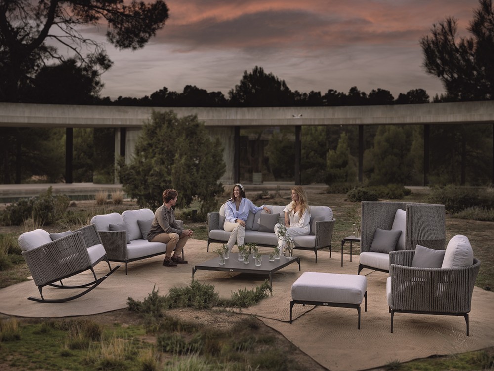 Sillón alto Boston de aluminio y cuerda trenzada Skyline Design - 6