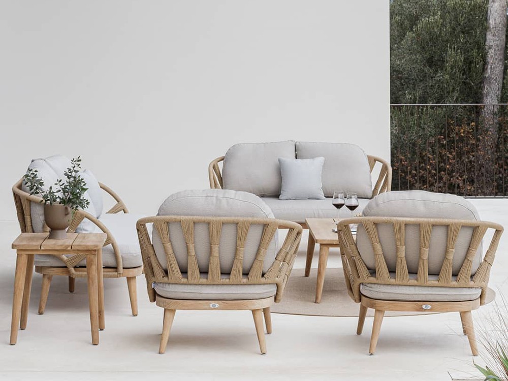 Sillón de madera de teca y cuerda trenzada Krabi Skyline Design - 2