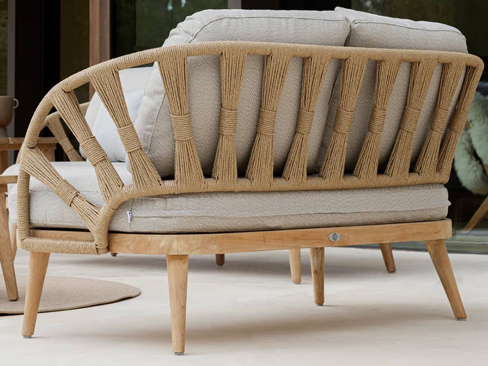 Sofá de dos o tres plazas Krabi de madera de teca y cuerda trenzada Skyline Design - 4