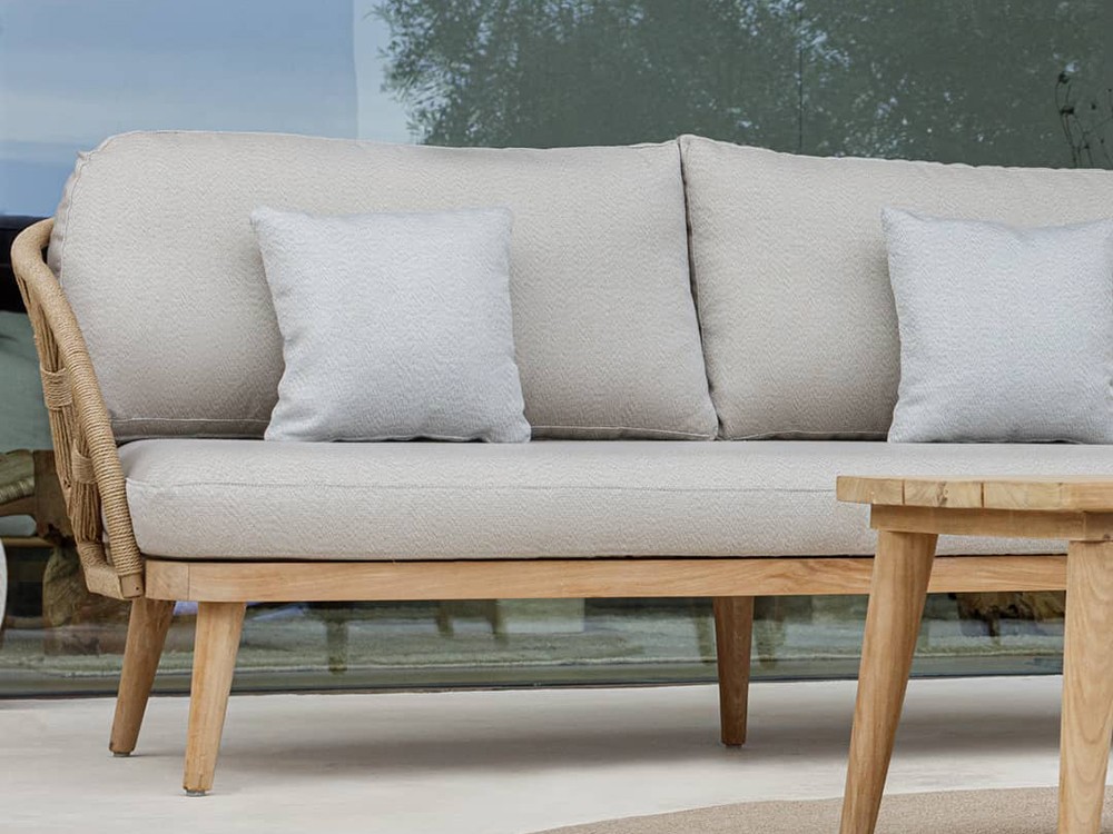 Sofá de dos o tres plazas Krabi de madera de teca y cuerda trenzada Skyline Design - 8