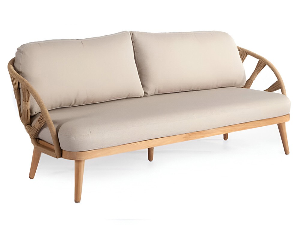 Sofá de dos o tres plazas Krabi de madera de teca y cuerda trenzada Skyline Design - 3