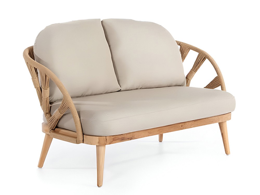 Sofá de dos o tres plazas Krabi de madera de teca y cuerda trenzada Skyline Design - 2