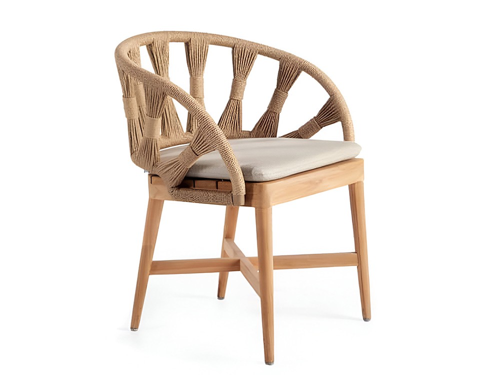 Silla Krabi de madera de teca y cuerda trenzada Skyline Design - 1