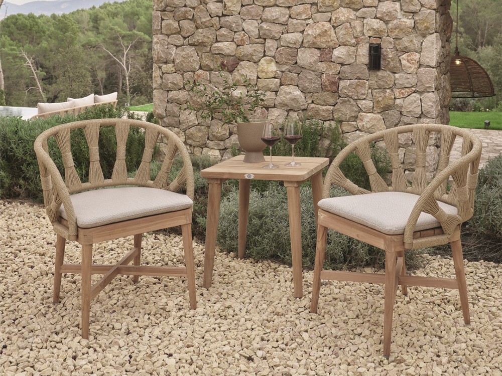 Silla Krabi de madera de teca y cuerda trenzada Skyline Design - 6