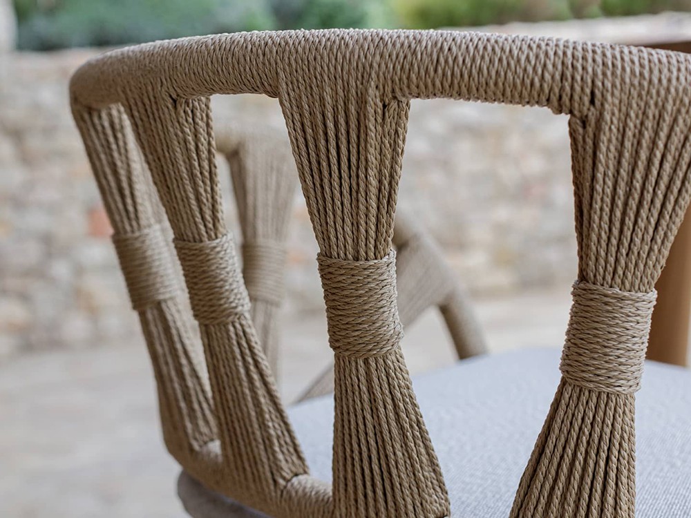 Taburete Krabi de madera de teca y cuerda trenzada Skyline Design - 3