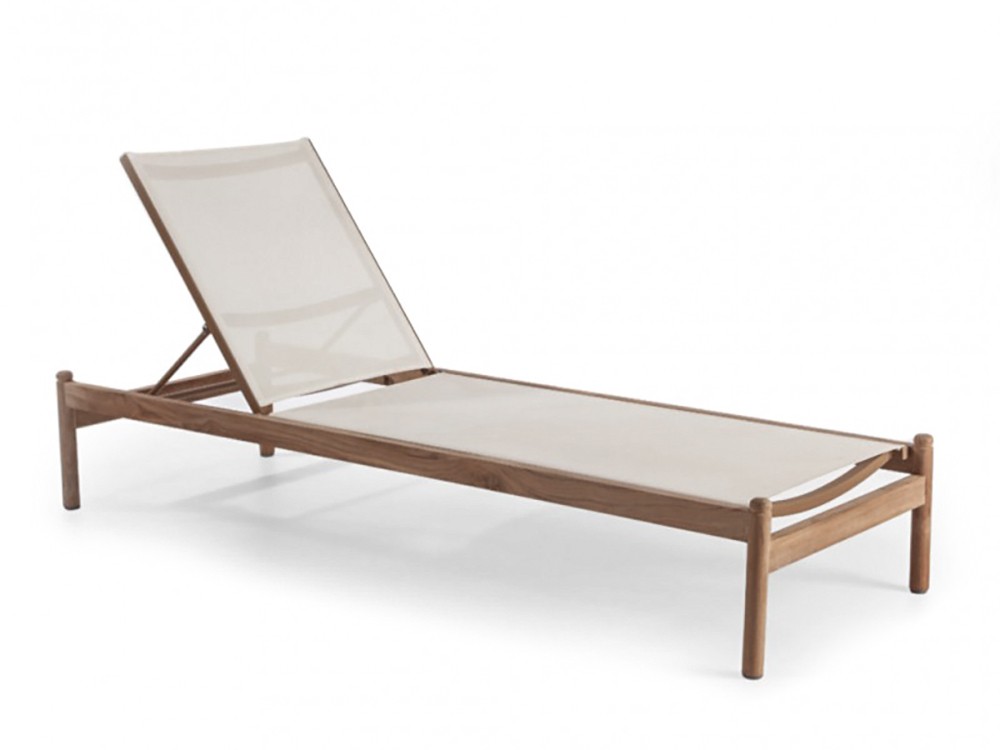Tumbona Krabi de madera de teca y textilene Skyline Design - 2