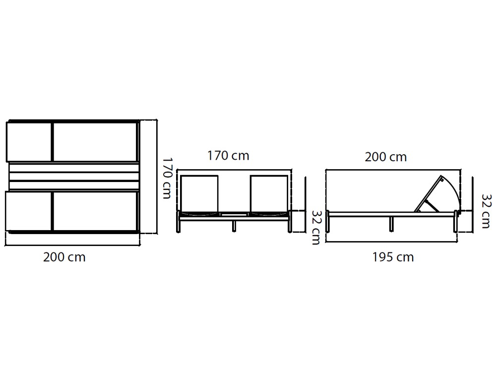 Tumbona doble Krabi de madera de teca y textilene Skyline Design - 6