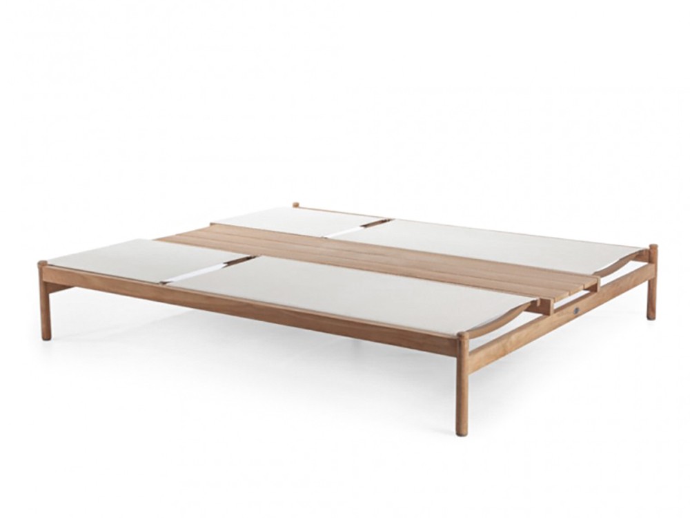 Tumbona doble Krabi de madera de teca y textilene Skyline Design - 4