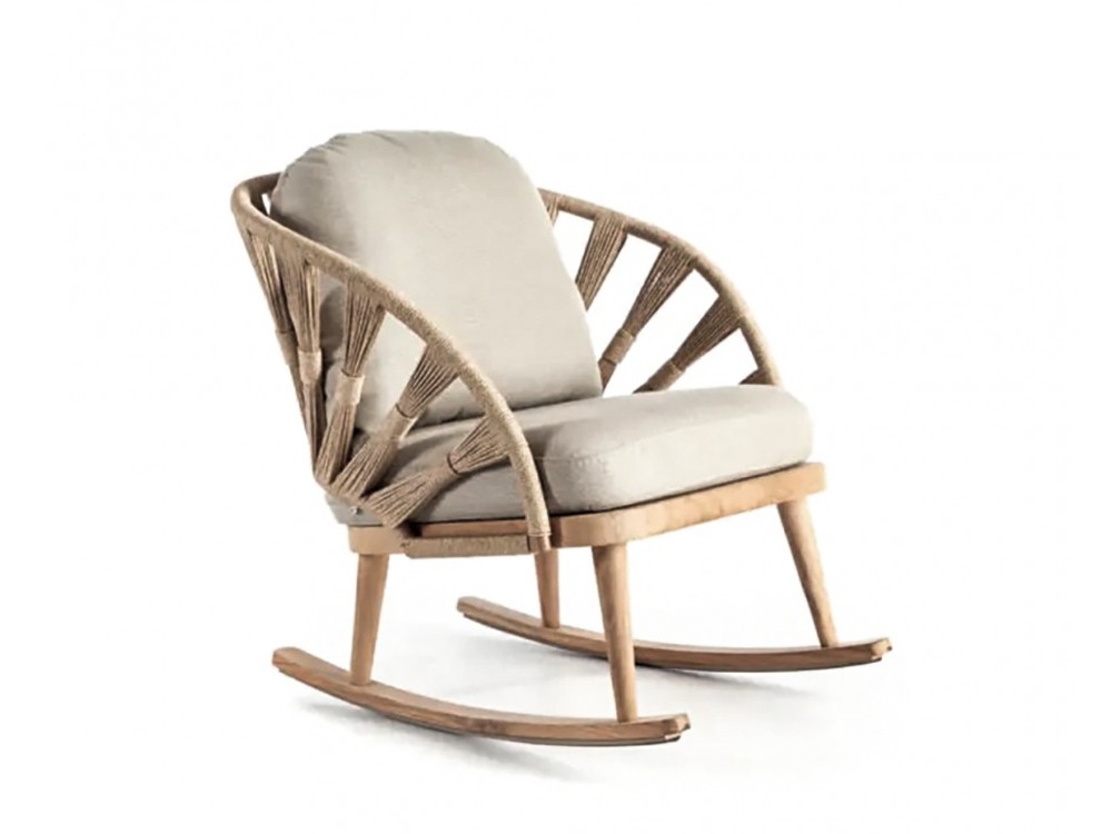 Mecedora Krabi de madera de teca y cuerda trenzada Skyline Design - 2