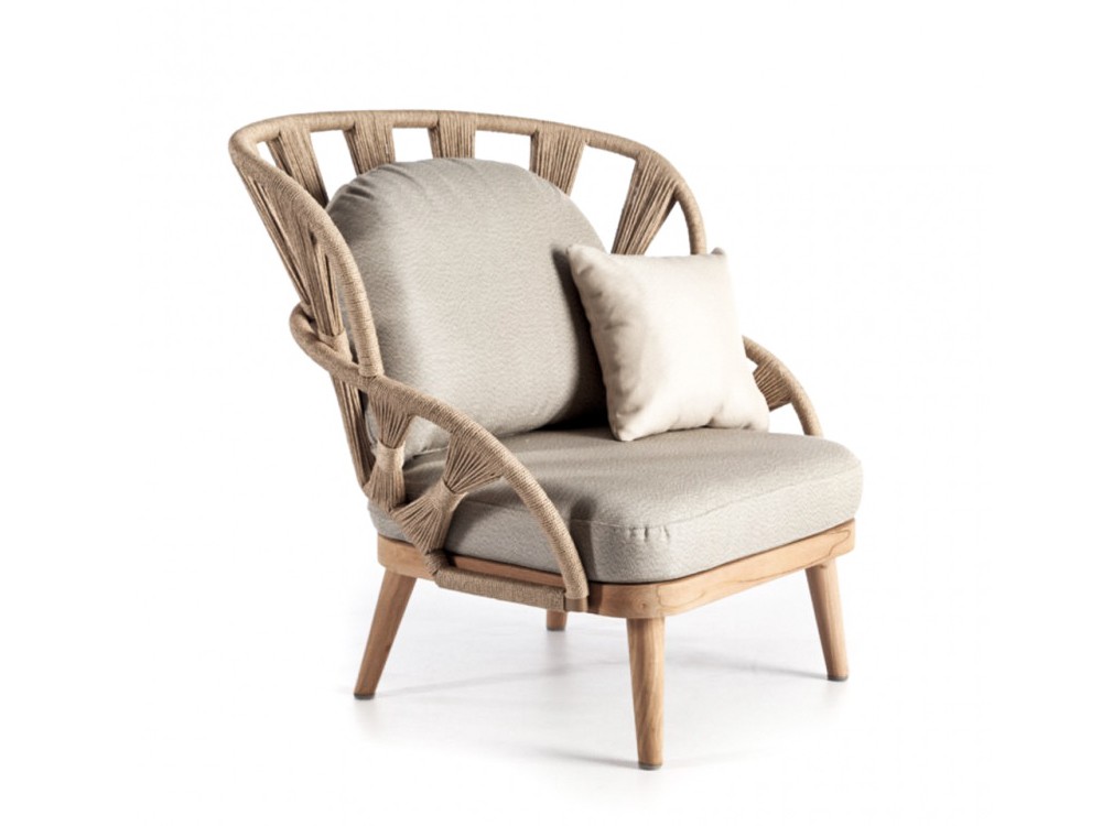 Sillón alto Krabi de madera de teca y cuerda trenzada Skyline Design - 2