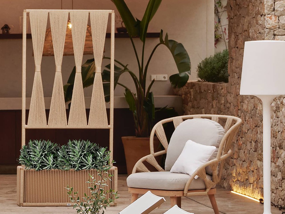 Parabán Krabi de madera de teca y cuerda trenzada Skyline Design - 1