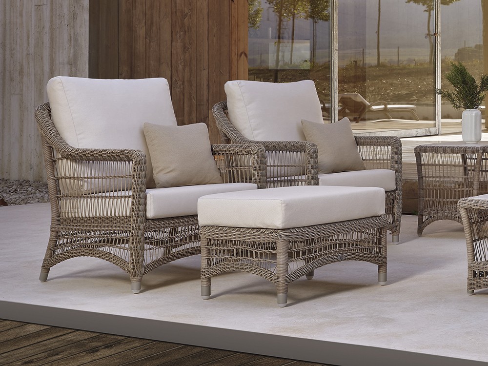 Puf de fibra sintética trenzada Arena de Skyline Design - 3