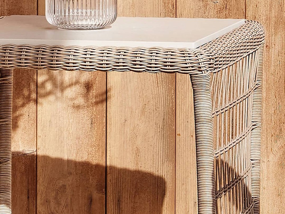 Mesa auxiliar de fibra sintética trenzada y dekton Arena Skyline Design - 6