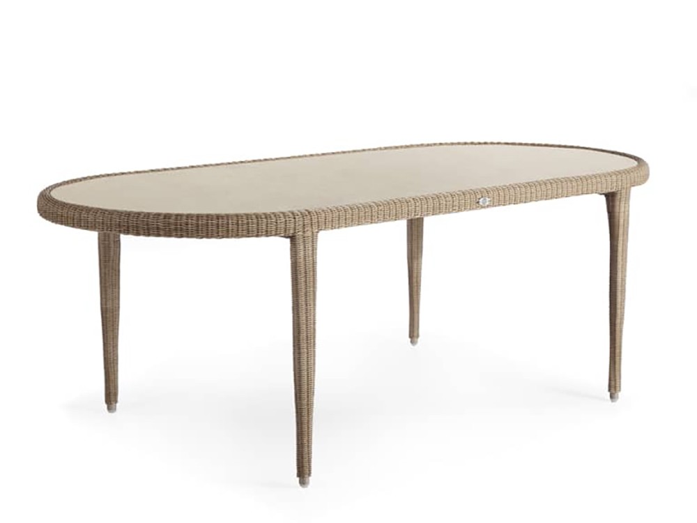 Mesa redonda u ovalada de fibra sintética trenzada y dekton Arena Skyline Design - 4