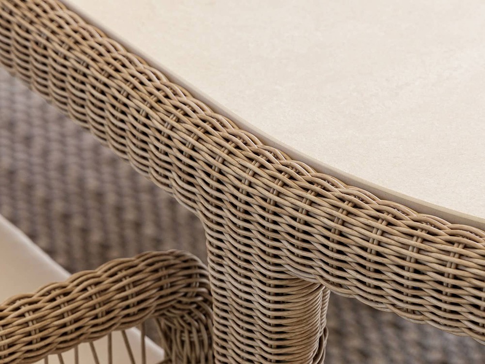 Mesa redonda u ovalada de fibra sintética trenzada y dekton Arena Skyline Design - 10