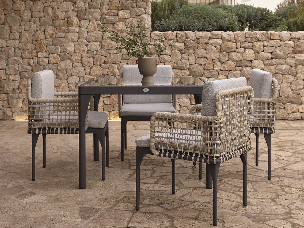 Silla de comedor de aluminio y fibra sintética trenzada Ribs Skyline Design - 6