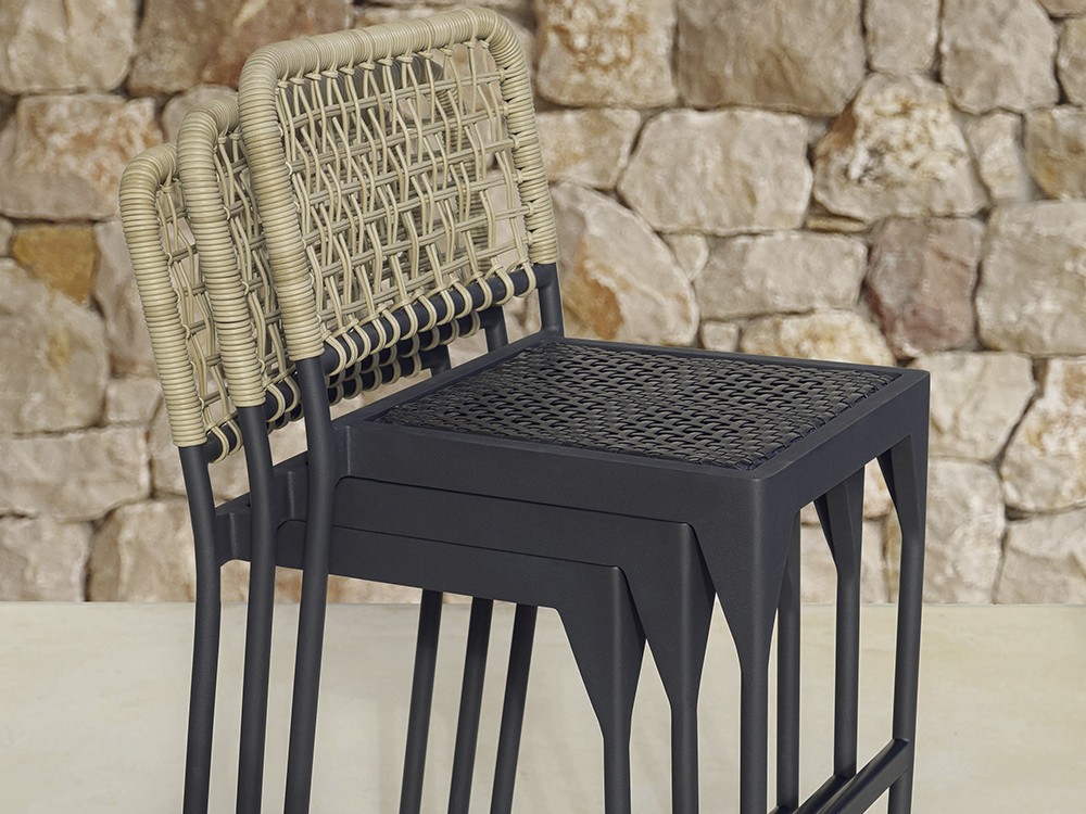 Taburete apilable de aluminio y fibra sintética trenzada Ribs Skyline Design - 3