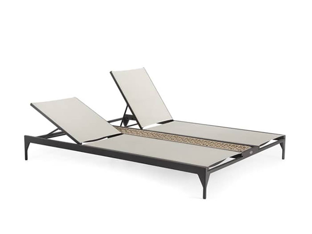 Tumbona doble de aluminio y fibra sintética trenzada con textilena Ribs Skyline Design - 2