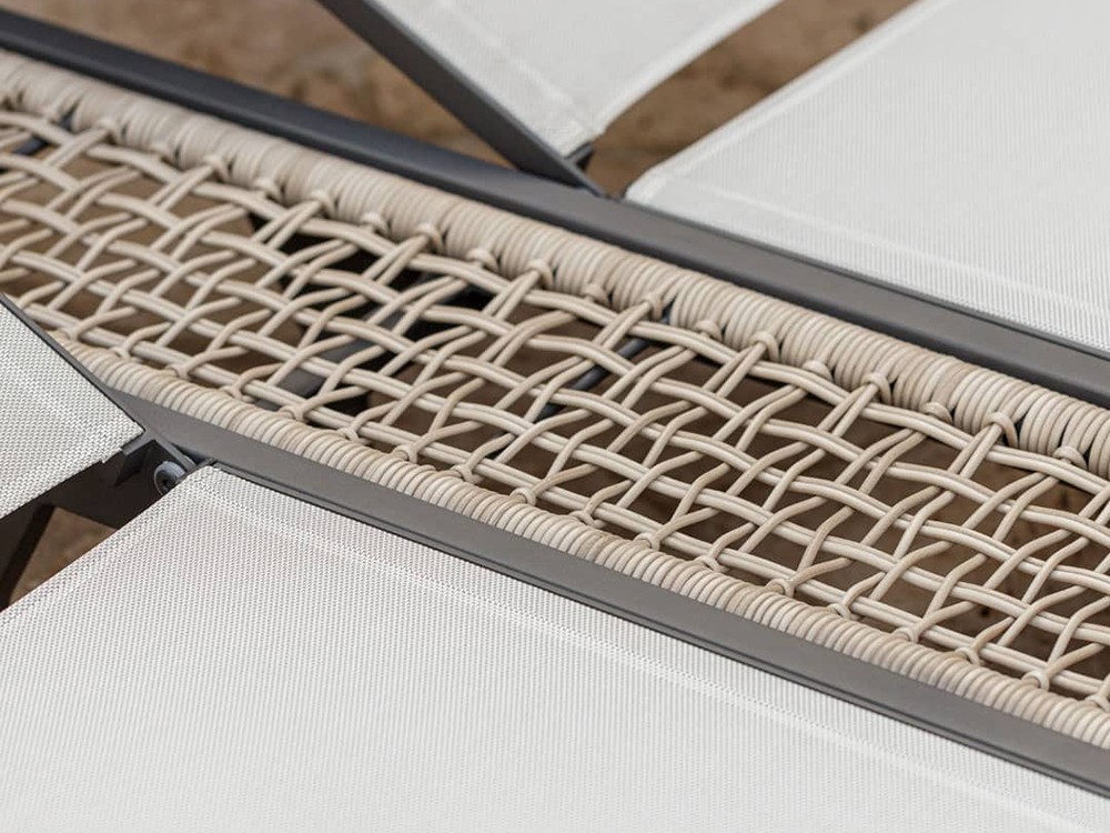 Tumbona doble de aluminio y fibra sintética trenzada con textilena Ribs Skyline Design - 6
