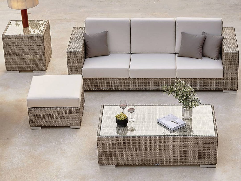 Puf de fibra sintética trenzada Paloma Skyline Design - 1