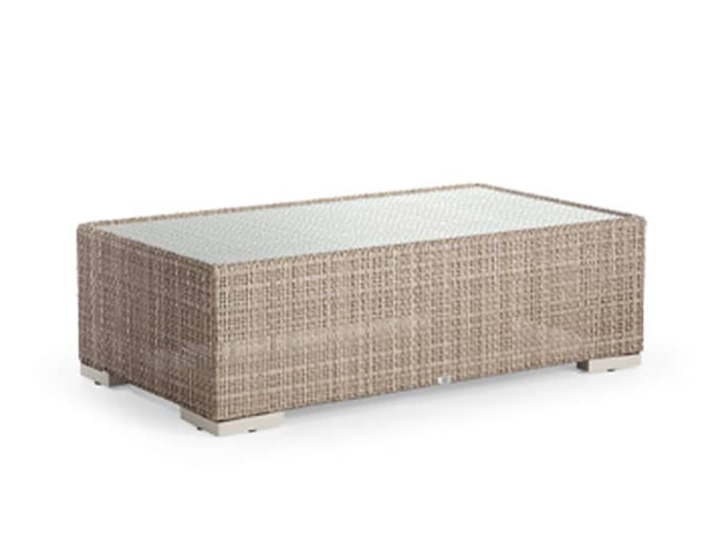 Mesa de centro de fibra sintética trenzada con sobre de cristal Paloma Skyline Design - 3