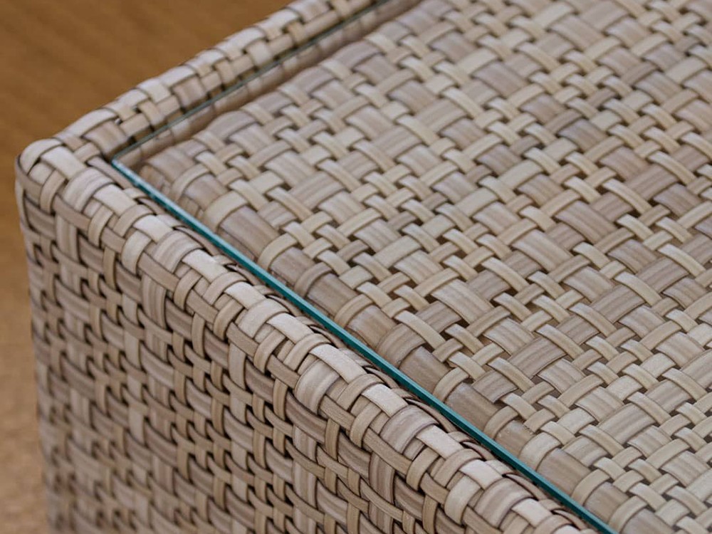 Mesa de centro de fibra sintética trenzada con sobre de cristal Paloma Skyline Design - 4