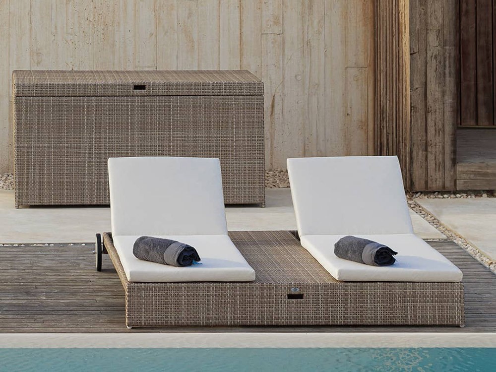 Tumbona doble de fibra sintética trenzada Paloma Skyline Design - 1