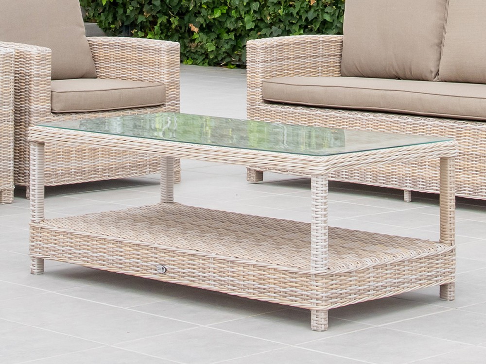 Mesa de centro de fibra sintética trenzada y cristal Nerja Majestic Garden - 1