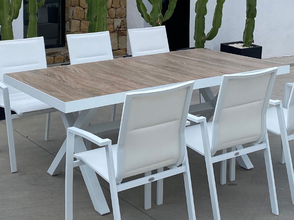 Mesa de comedor exterior de aluminio y sobre cerámico Madrid Majestic Garden - 2