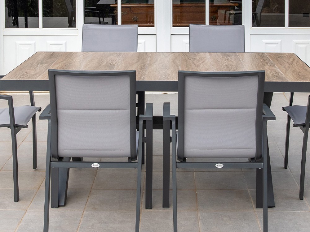 Mesa de comedor exterior de aluminio y sobre cerámico Madrid Majestic Garden - 3