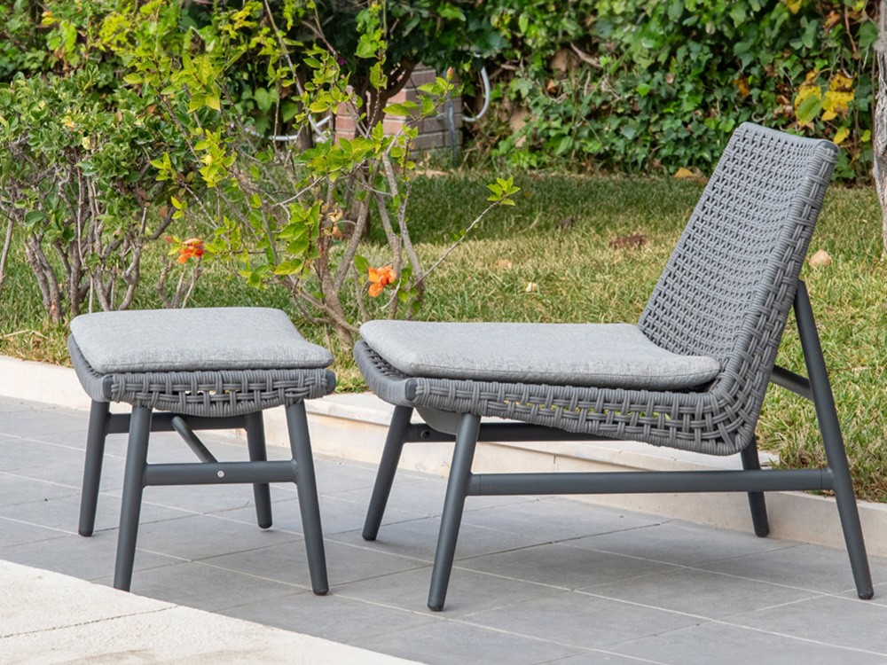 Butaca con reposapiés de fibra sintética Paul Majestic Garden - 1