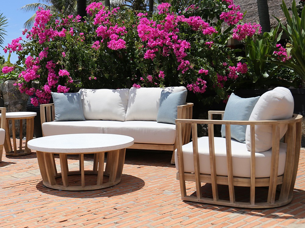 Set de salón exterior de madera tropical Manila Majestic Garden - 4