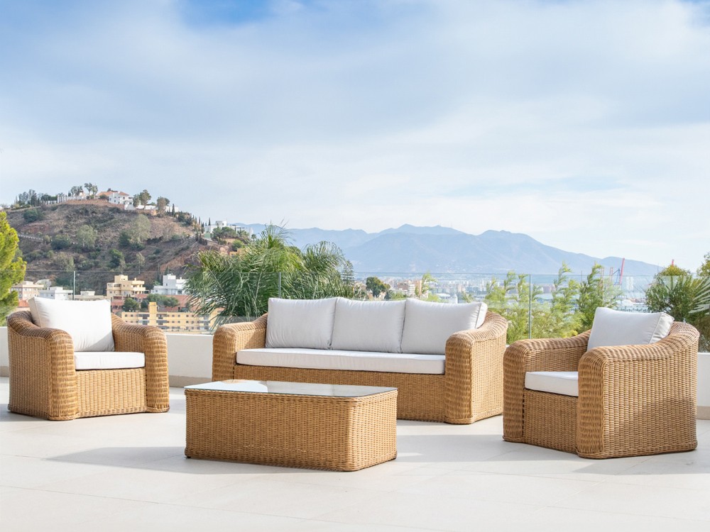 Set de salón exterior de fibra sintética trenzada Perú Majestic Garden - 4