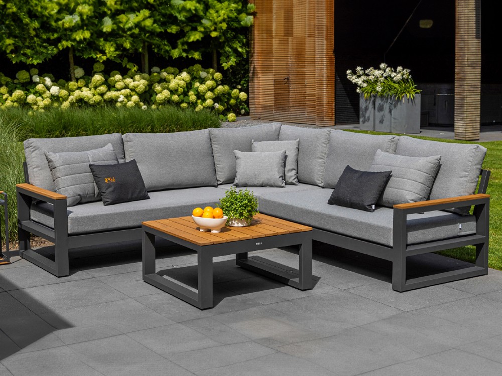 Set sofá esquinero de aluminio y teca Soho Majestic Garden - 1