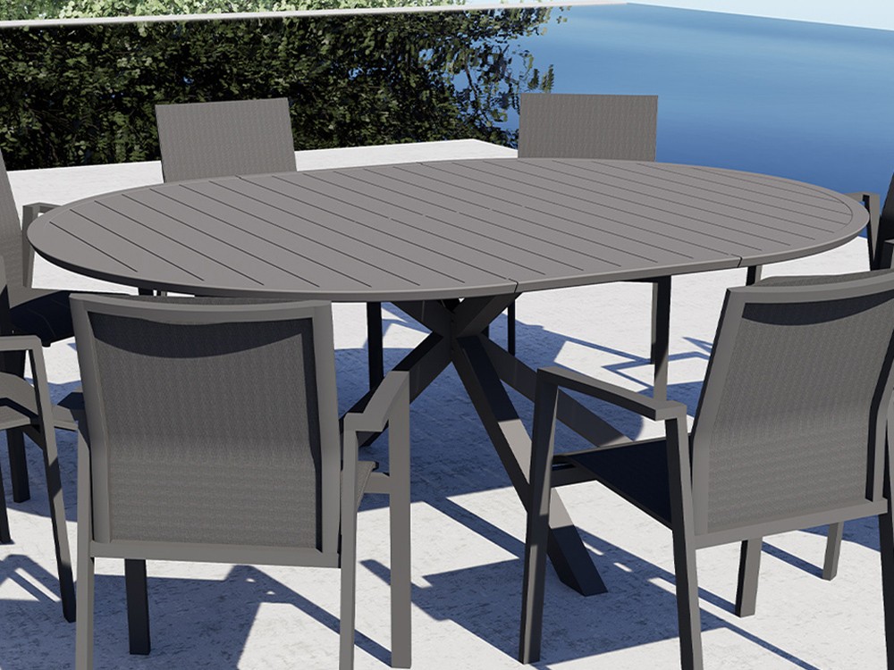 Mesa redonda extensible de aluminio Madeira Majestic Garden - 2