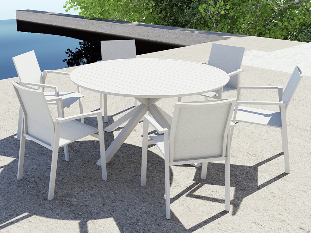 Mesa redonda extensible de aluminio Madeira Majestic Garden - 1