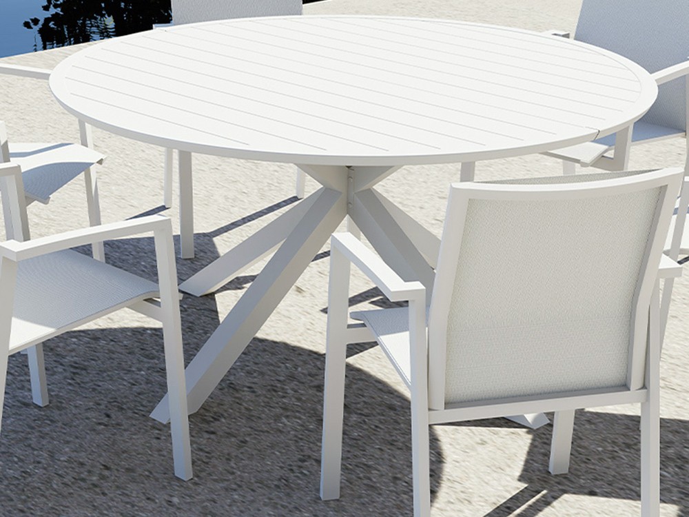 Mesa redonda extensible de aluminio Madeira Majestic Garden - 3