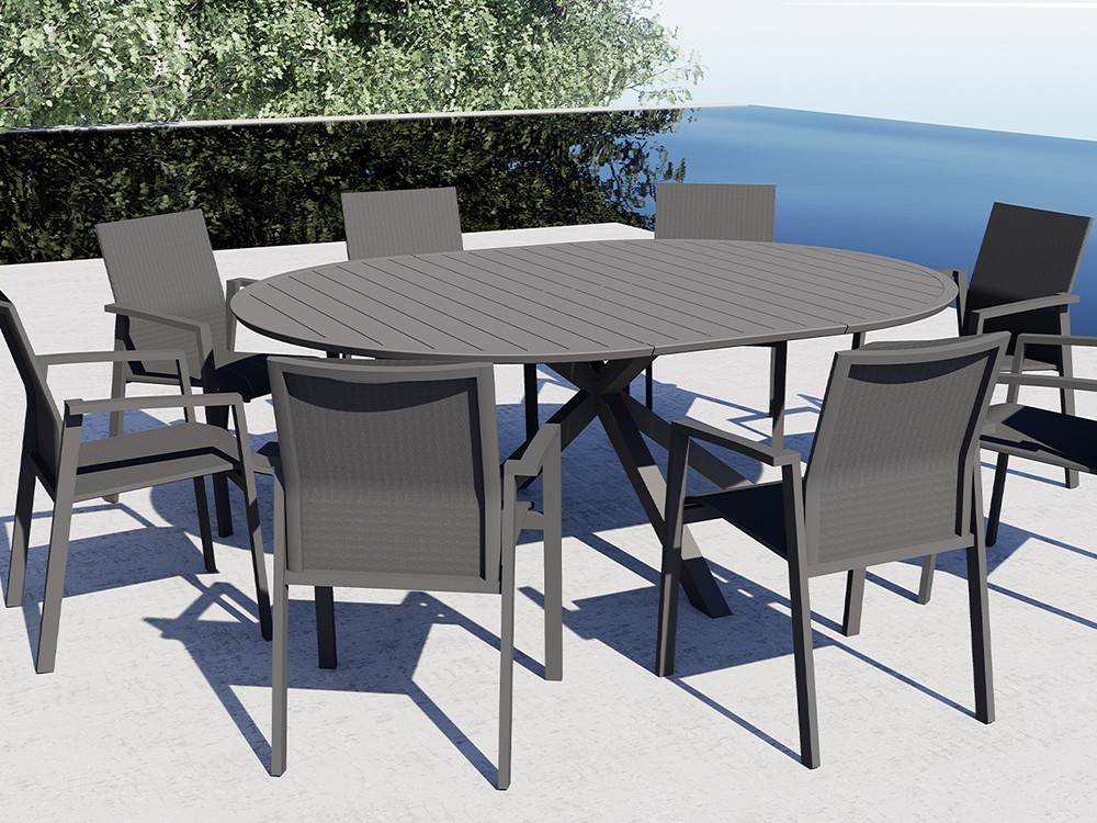 Mesa redonda extensible de aluminio Madeira Majestic Garden - 4