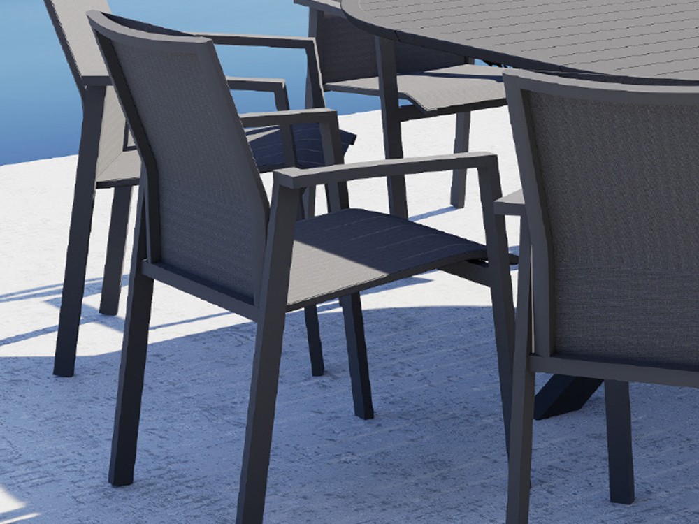 Silla de aluminio y textilene gris antracita Lorca Majestic Garden