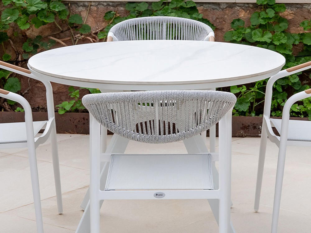 Mesa redonda de aluminio y tablero cerámico Chile Majestic Garden - 4