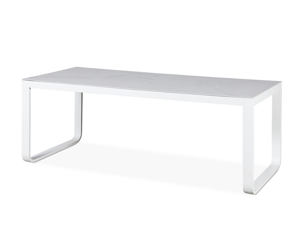 Mesa para comedor exterior de aluminio y cristal mármol Milán de Arkimueble - 4