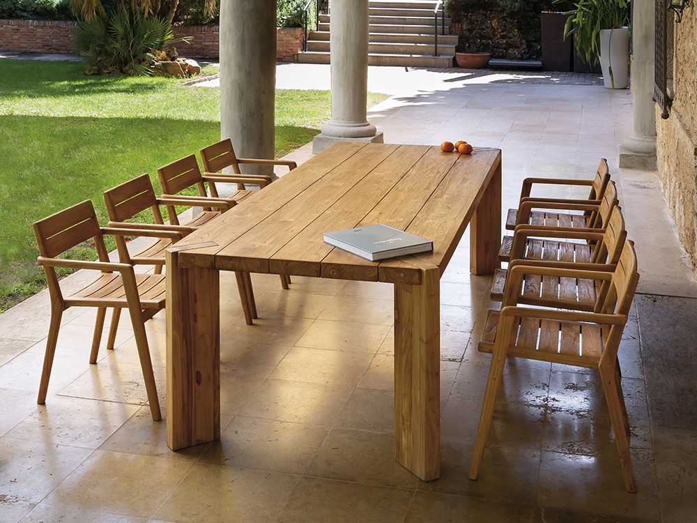 Silla de comedor exterior de madera de teca reciclada Eco de Arkimueble - 2