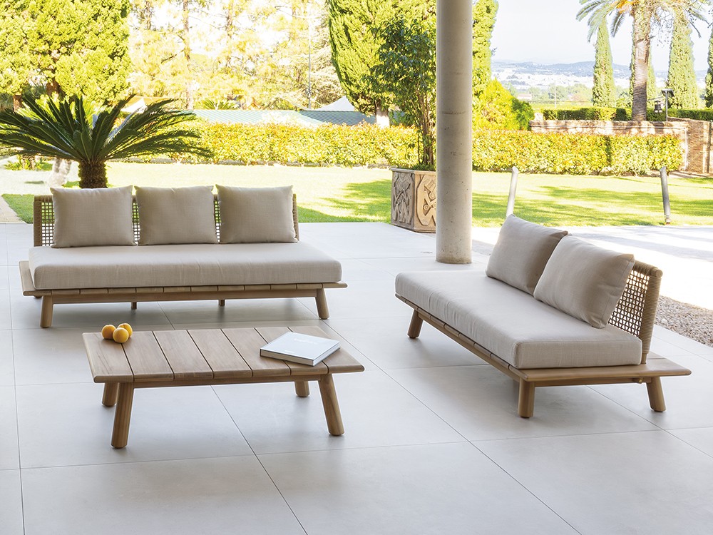 Sofá de dos o tres plazas de madera reciclada de teca Nature de Arkimueble - 1