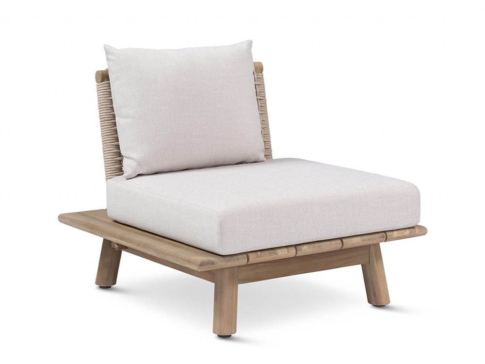 Sillón de madera de teca reciclada y cuerda trenzada Nature de Arkimueble - 2