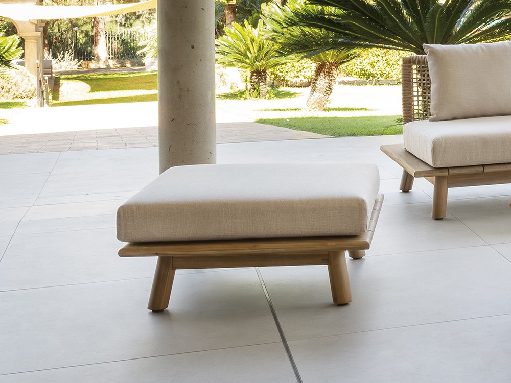 Puf para exterior de madera de teca reciclada Nature Arkimueble - 1