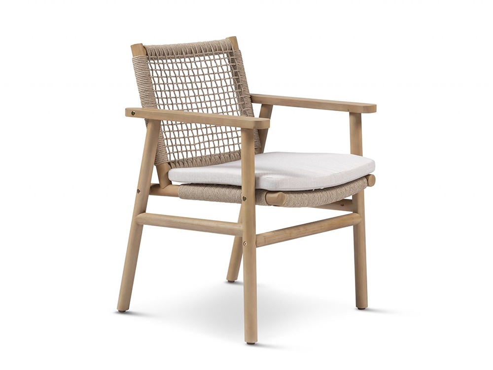 Silla para comedor exterior de madera de acacia y cuerda trenzada Nature de Arkimueble - 1