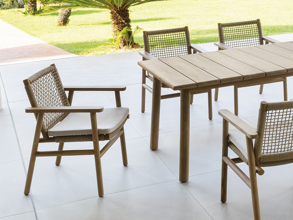 Silla para comedor exterior de madera de acacia y cuerda trenzada Nature de Arkimueble - 2